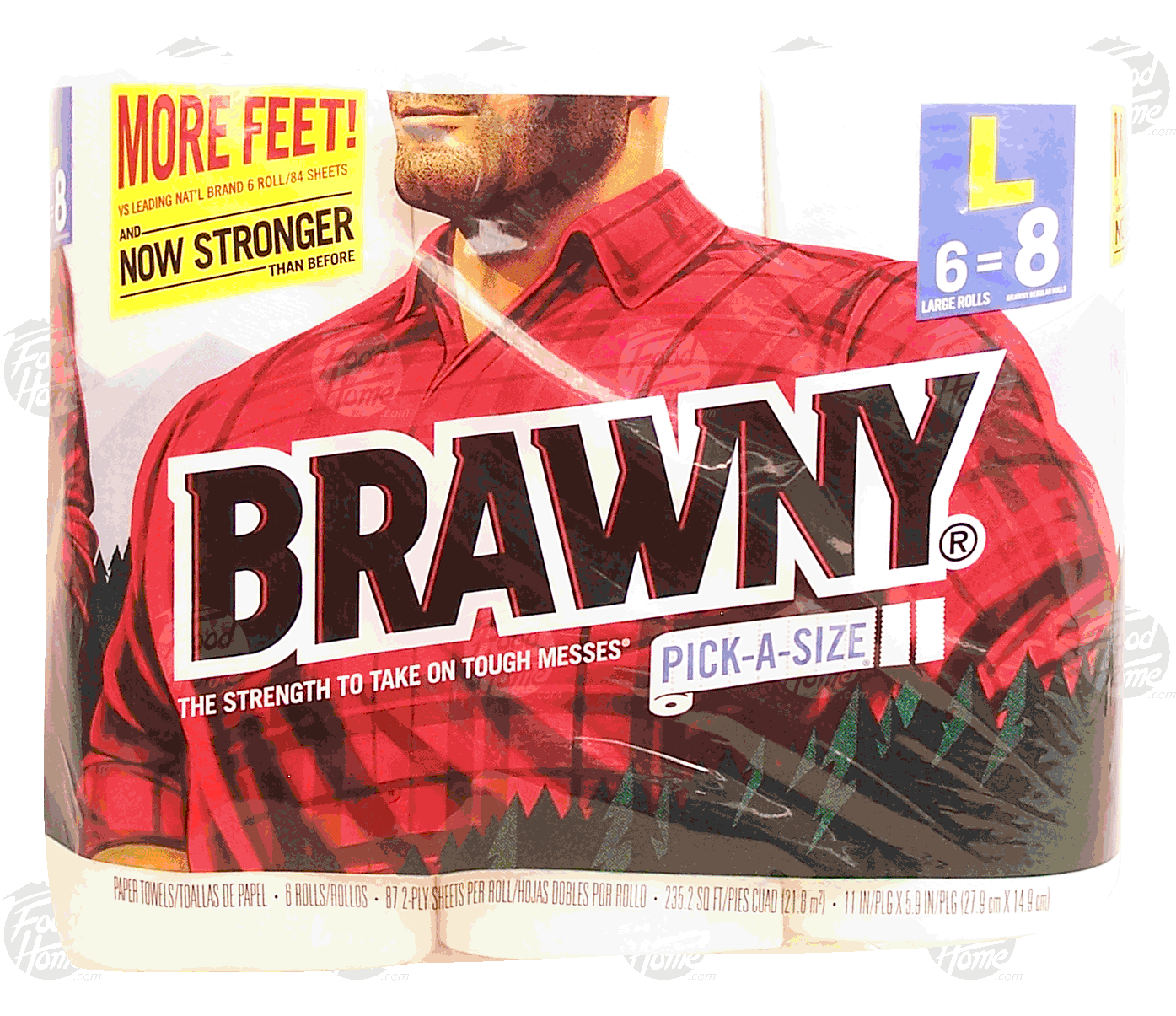 Brawny  paper towels, large rolls, 87 2-ply sheets per roll, pick-a-size Full-Size Picture